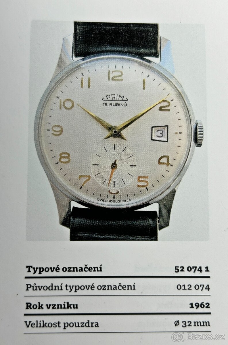 Československé mechanické vintage retro hodinky PRIM Datumat - 8