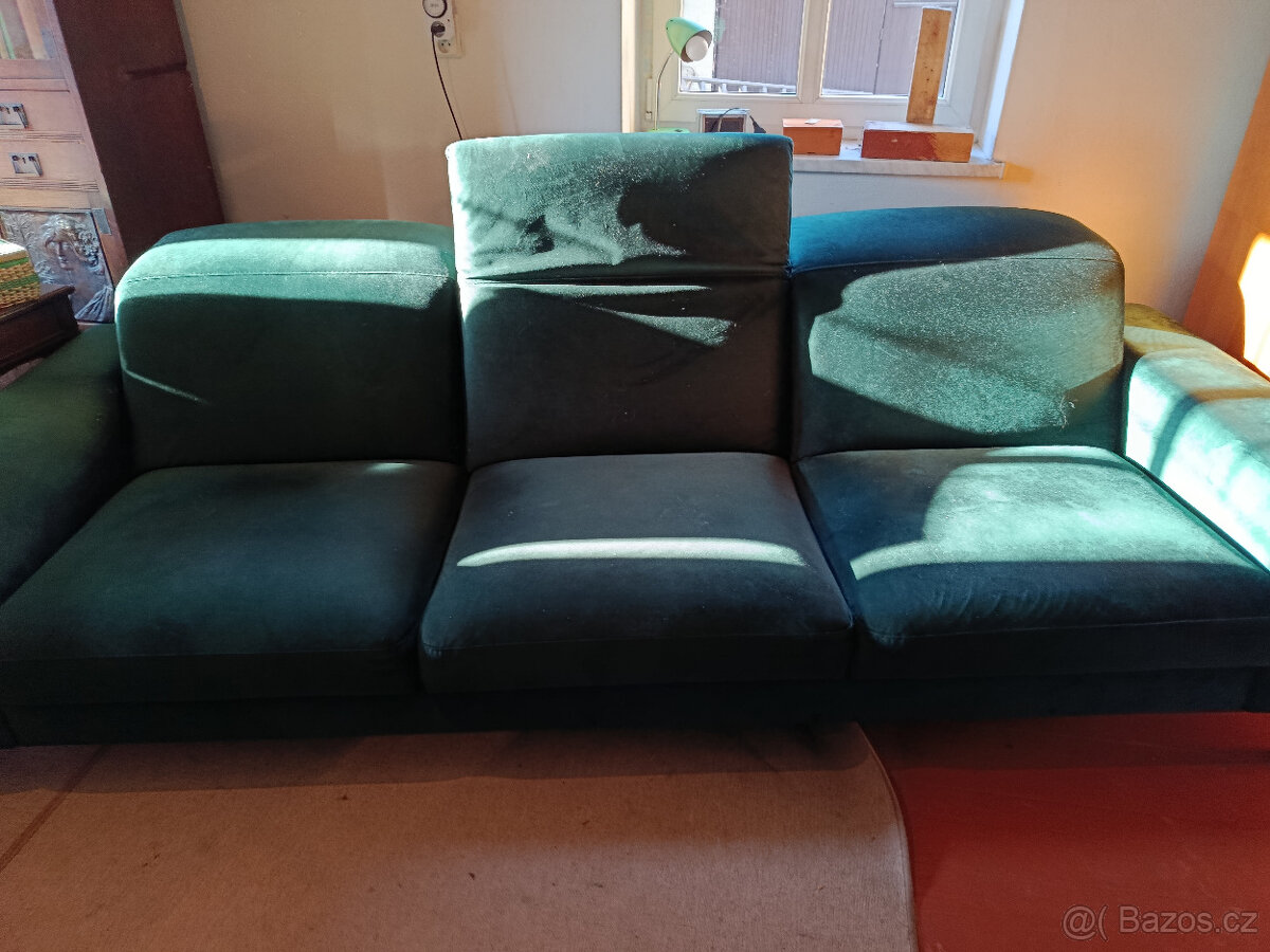 Zakázková 3.dílná polohovací sedačka.Zelená.VELMI ZACHOVALÁ. - 8