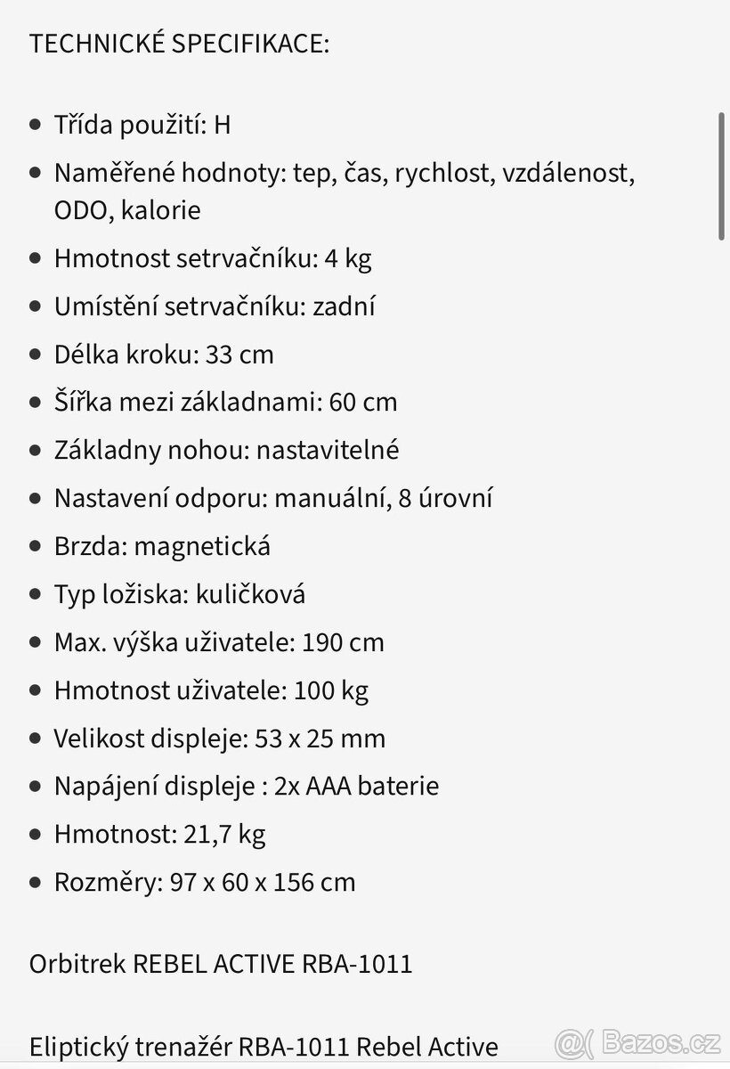 REBEL ACTIVE RBA-1011 elipticky trenažer - 8