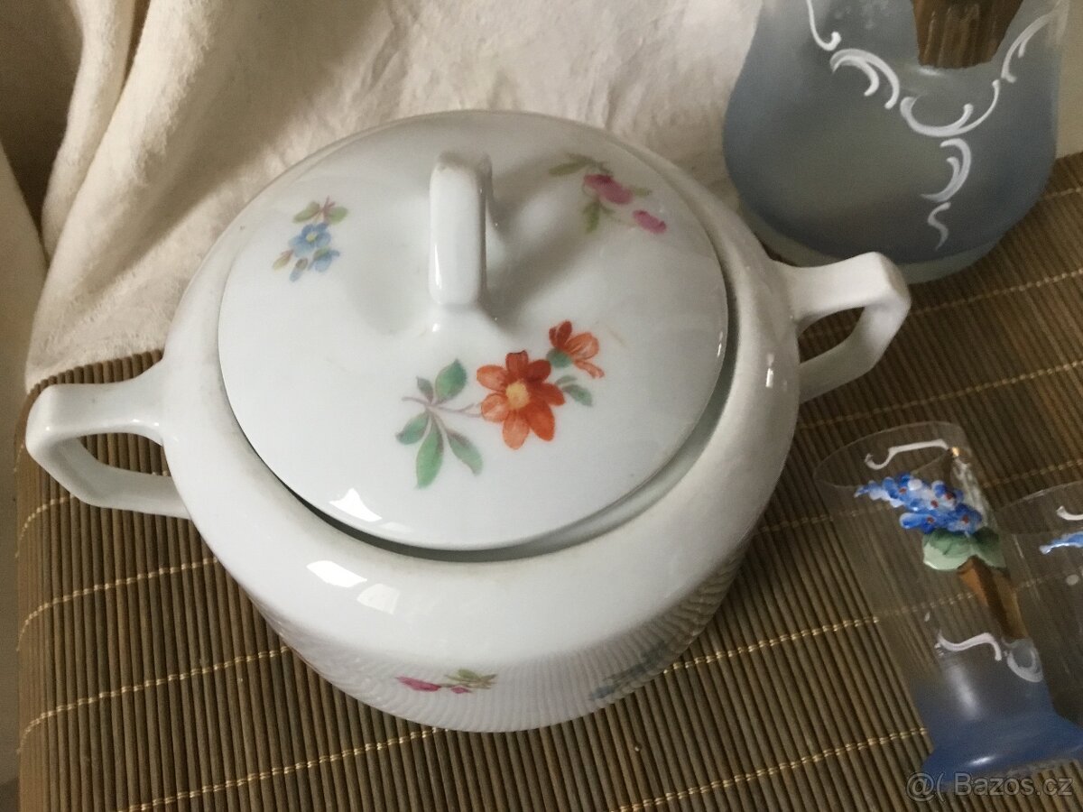 karafa, cukrenka, odlivky, talirek, konvice - 8