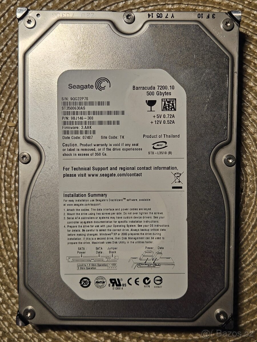 Nejlepší ceny na bazoši: HDD 500GB, 2TB, 6TB, 8TB 10TB - 8