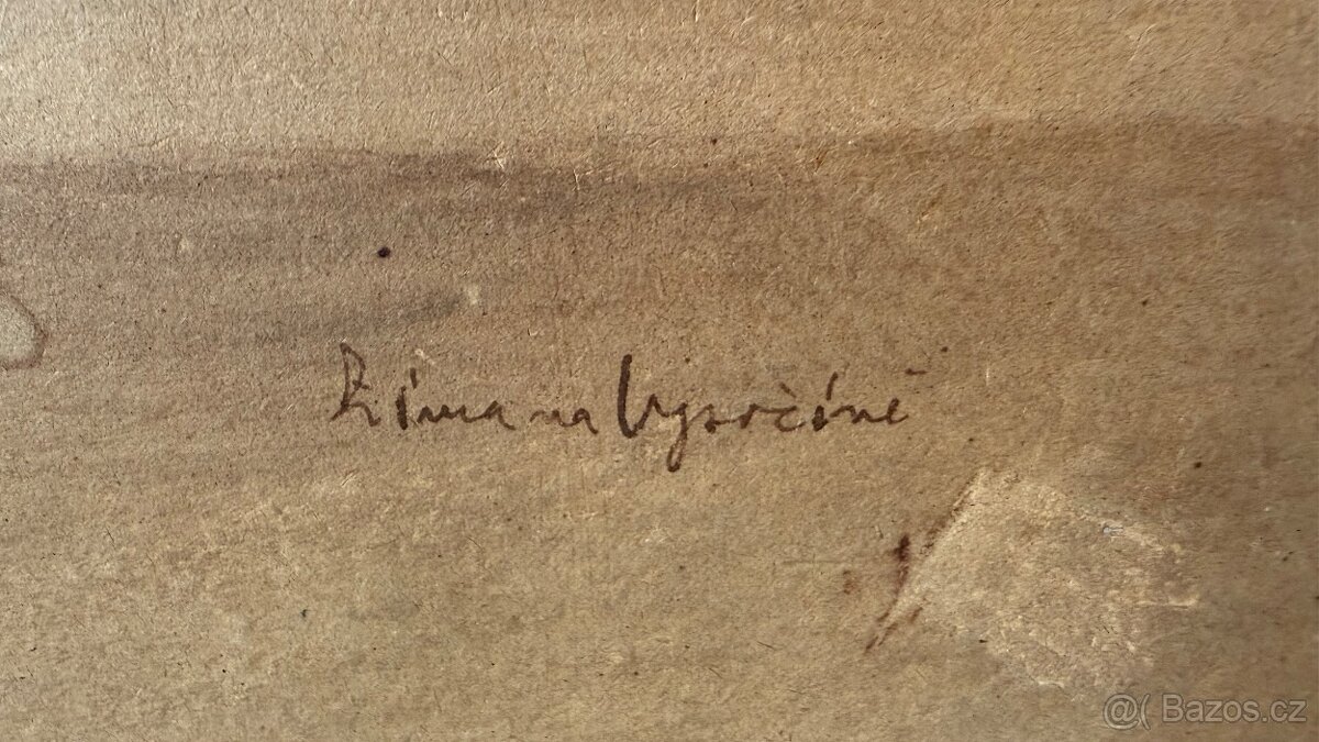 🖼️ Akvarel – zimnĂ krajina, signováno KracĂk, pĹŻv. rám - 8