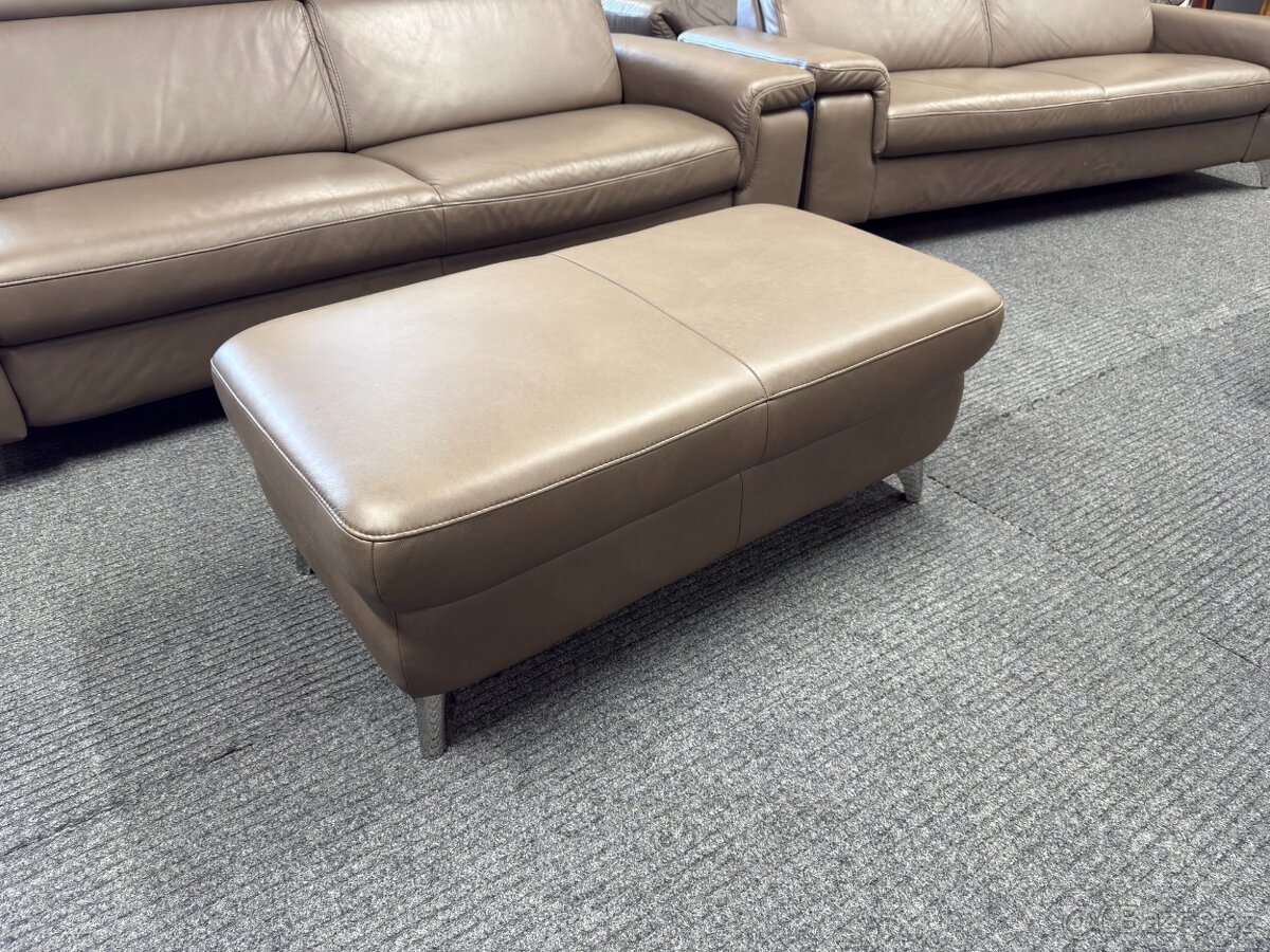 Sedací souprava 3 + 3 + taburet - kůže - NEPOUŽITÉ - 8