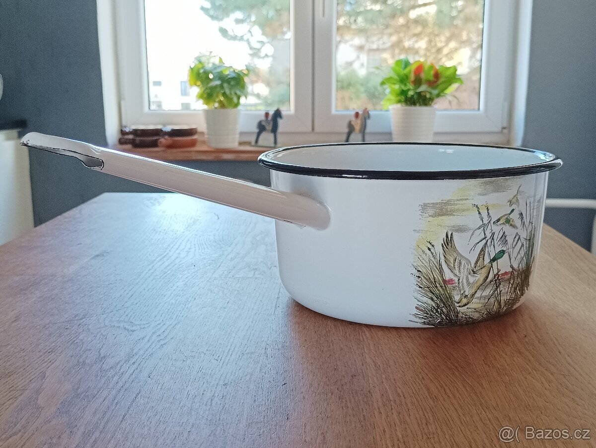 SMALTOVANÝ VINTAGE HRNEC JAPY FRERES FRANCIE - 8