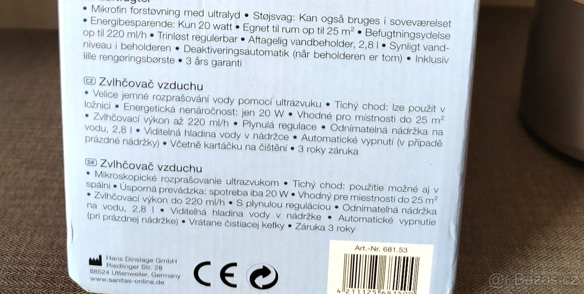 trazvukový Zvlhčovač vzduchu SLB39 SANITAS –JAKO NOVÝ - 8