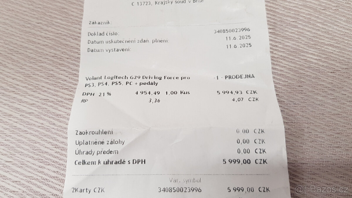 Herní/Simulátorový volant Logitech G29, řadička, ZÁR.6/2027 - 8