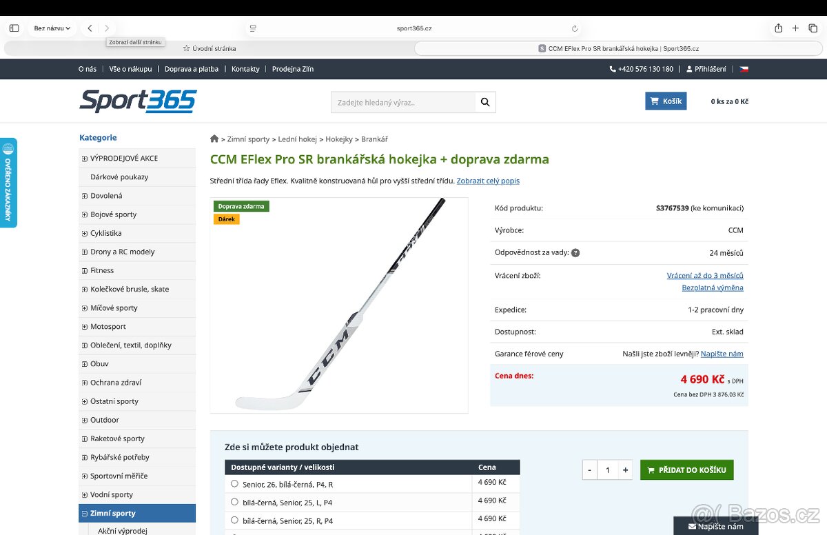 CCM EFlex Pro SR brankářská hokejka P4 - velikost 25 - 8