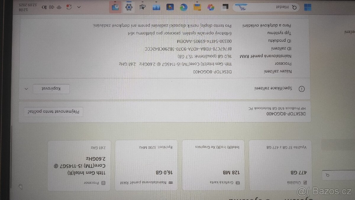 HP Probook 650 G8 15,6" i5-1145G7, 16GB, SSD 512GB, W11 pro - 8