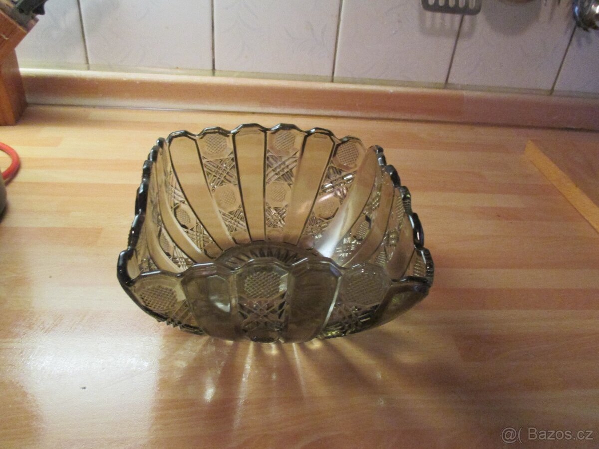 skleněný tác+mísa po prababičce - 8