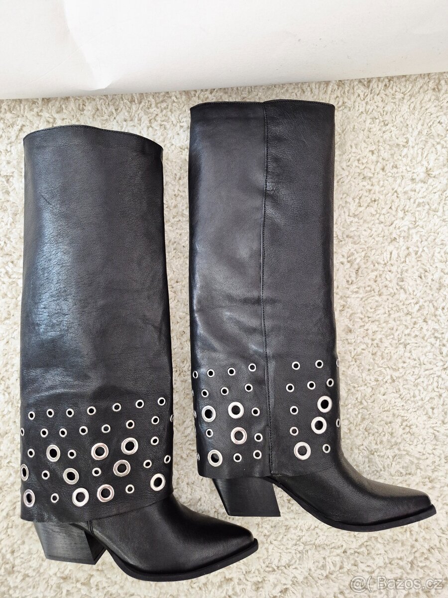 Nové dámské kožené vysoké kozačky, velikost 38 a 39 - 8