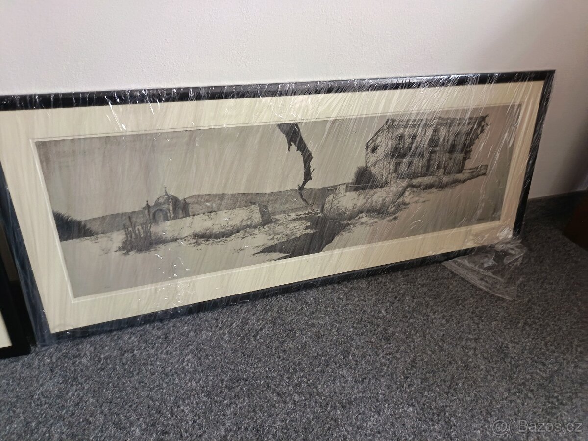 Unikátní sbírka grafiky/kreseb staré architektury (3 kusy) - 8