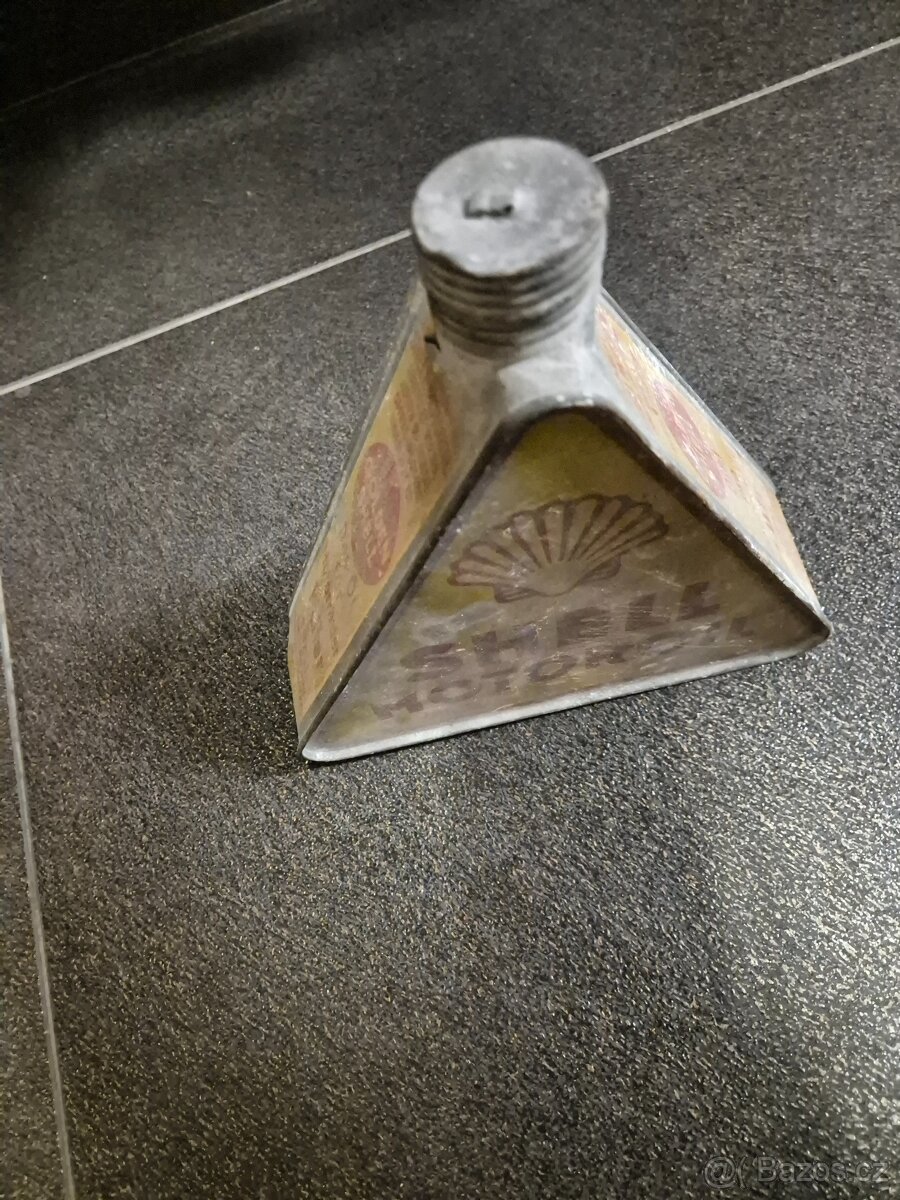 Originál starožitná plechovka chovka na olej Shell 1930 - 8