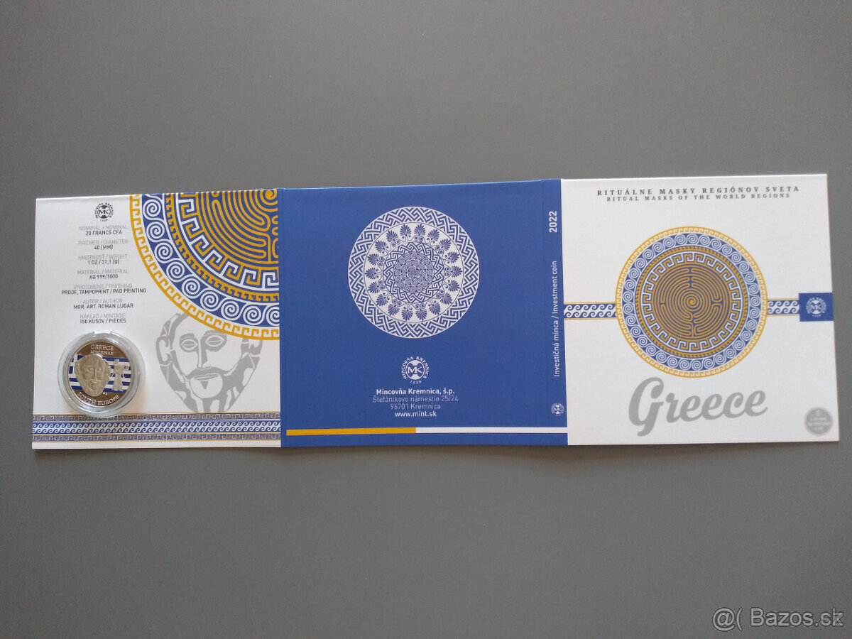 Prodám: Stříbrná mince 20 Francs CFA Rituální masky Řecko - 8