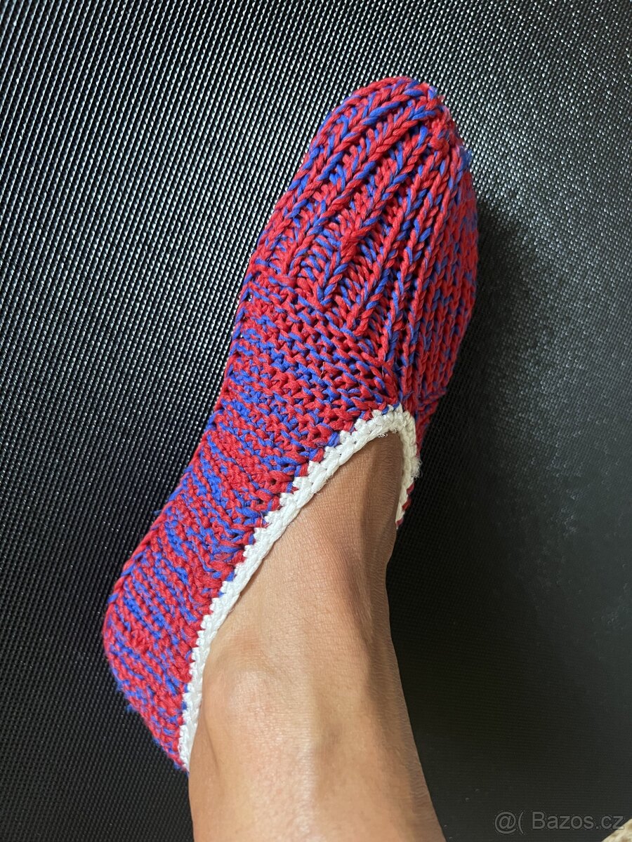 retro rucne pletene bačkory, papuče - 8