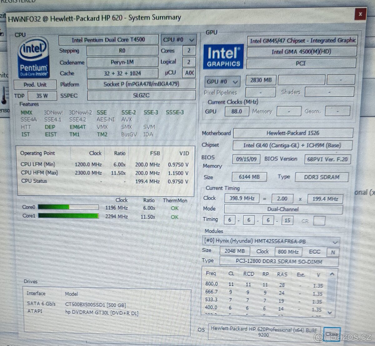 Notebook HP 620 DualCore T4500 6GB no SSD - 8