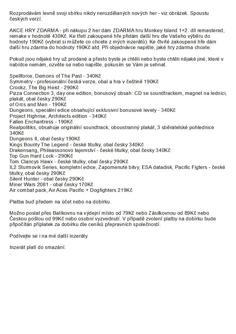 nové, nerozdělané PC hry ve folii, levně + HRY ZDARMA - 8