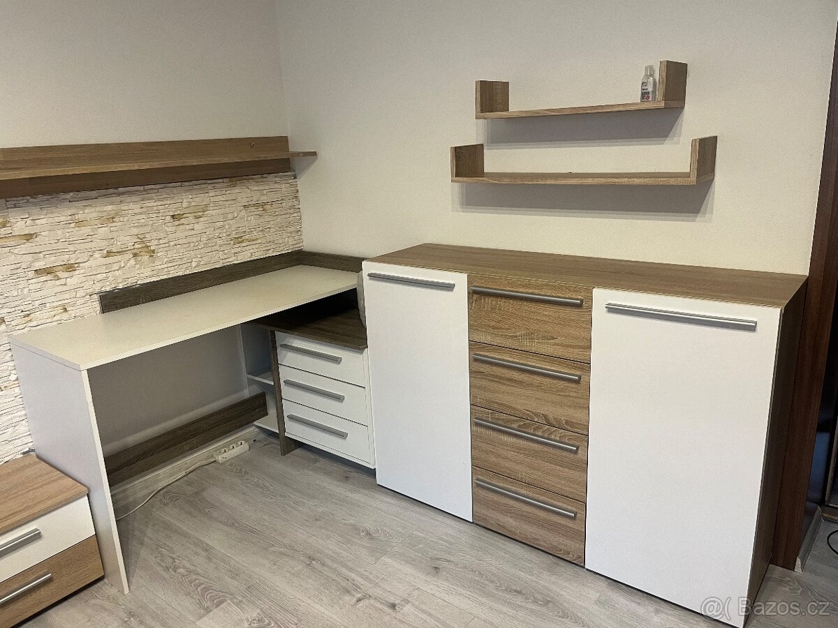 Obývací stěna, postel, noční stolek, komoda, stůl - 8