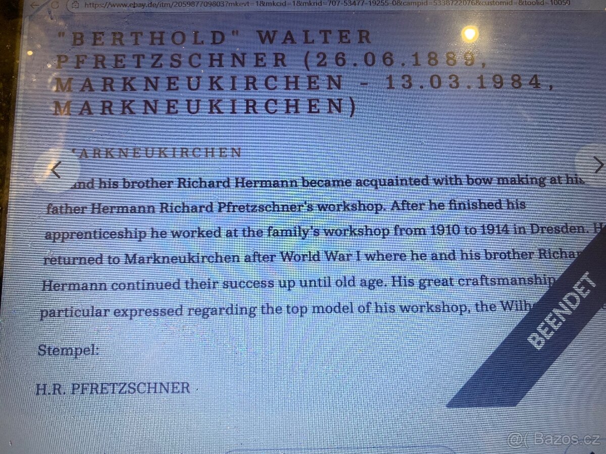 Houslovy smyčec H.R.PFRETZSCHNER - 8