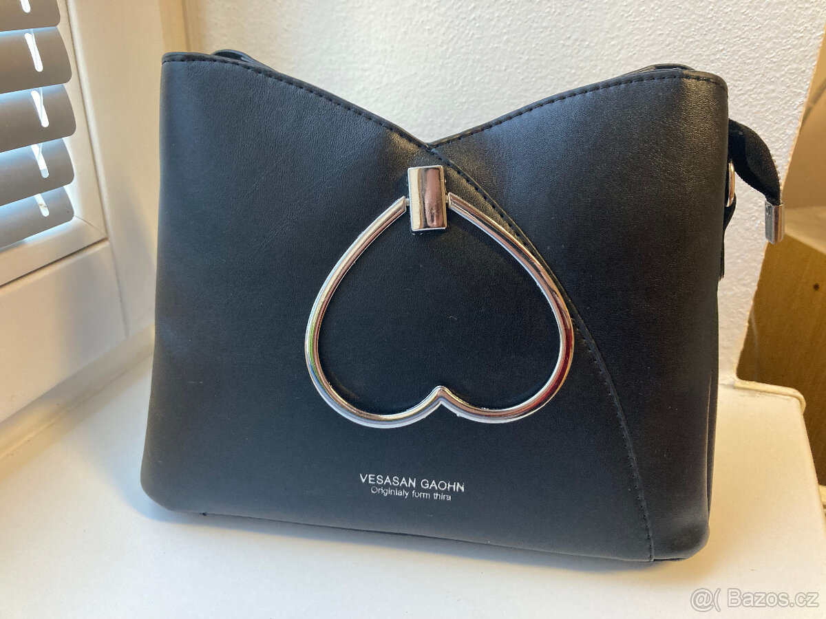 nová crossbody kabelka ČERNÁ/ŠEDÁ/ KRÉMOVÁ - 8