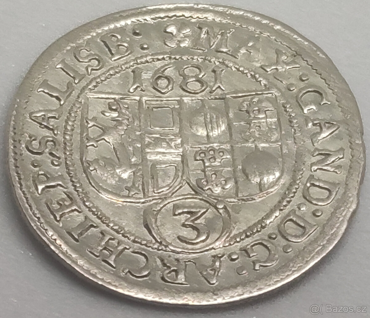 TOP Stříbrná Mince 3 Krejcar 1681, stav 0/0 LUXUSNÍ STAV - 8