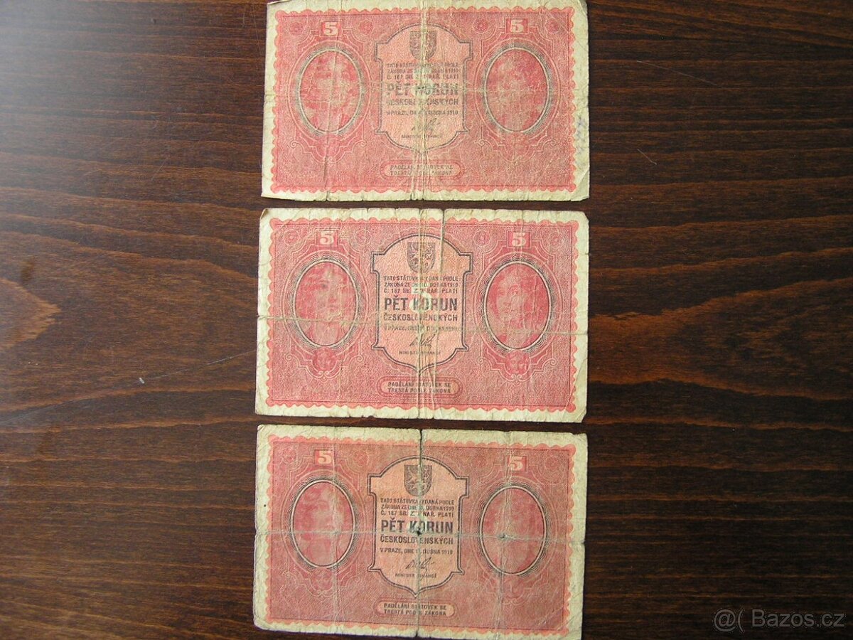 ČESKOSLOVENSKÁ BANKOVKA: 5-KORUNA -1919 - 8
