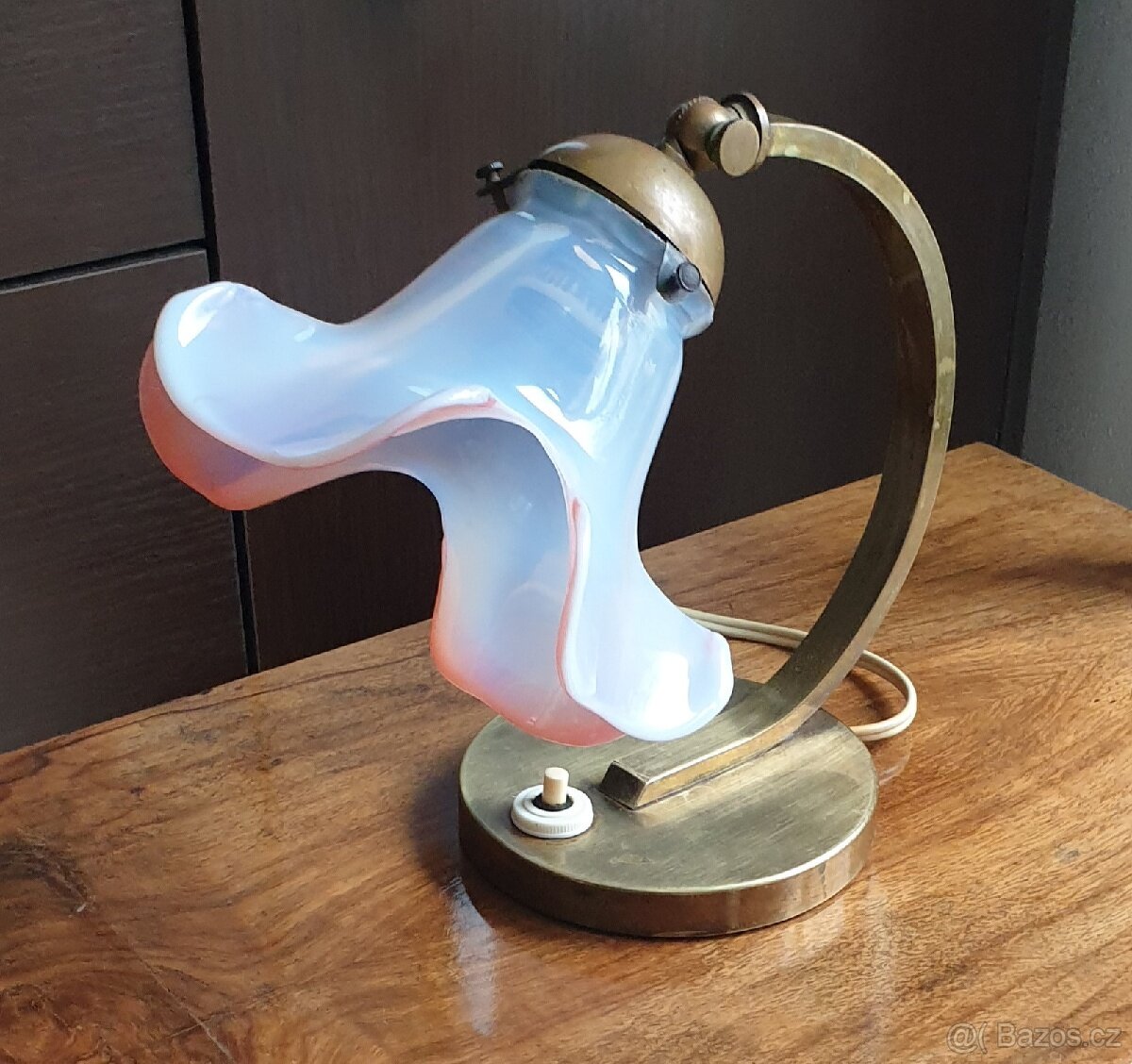 Retro stolní / nástěnná lampička - mosaz / zvonek - 8