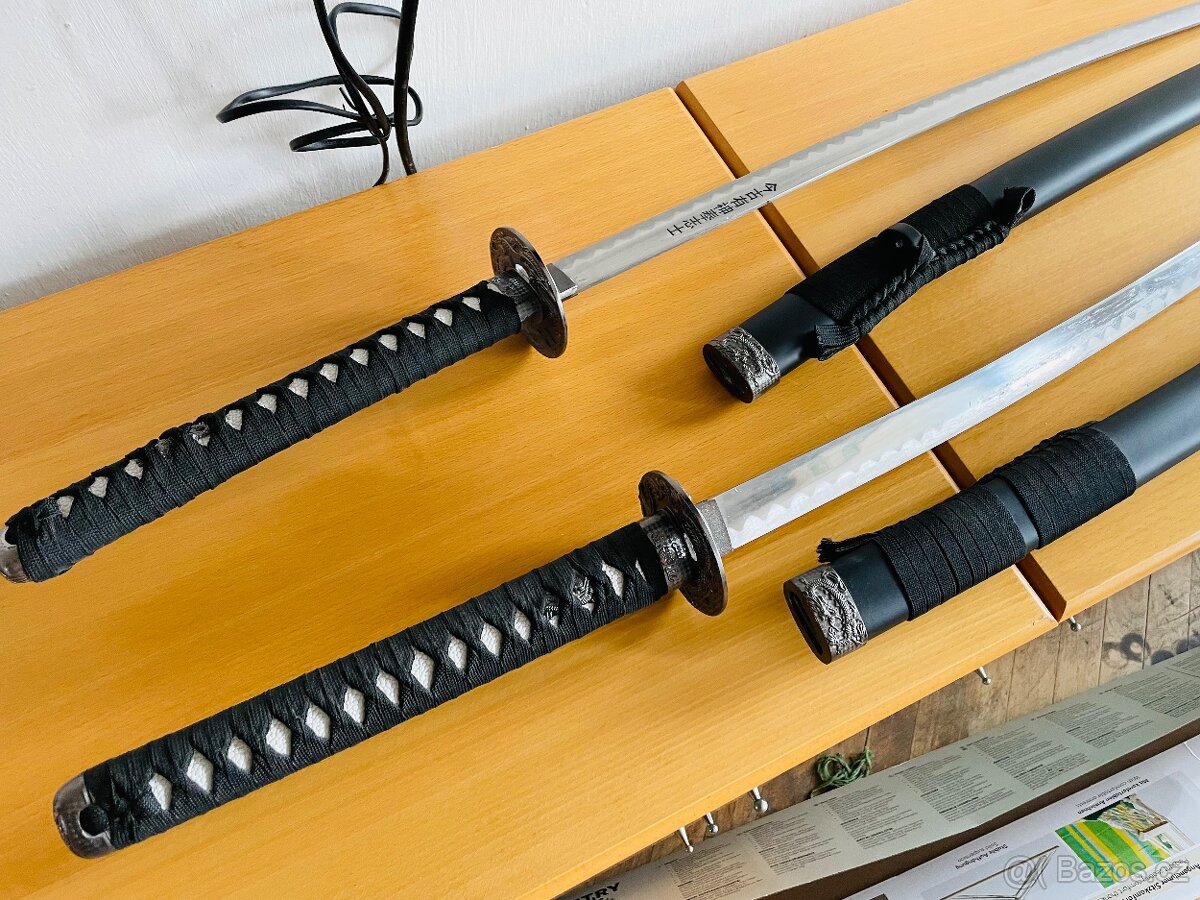 Samurajsky meč dekorace maketa 2kusy se stojanem - 8