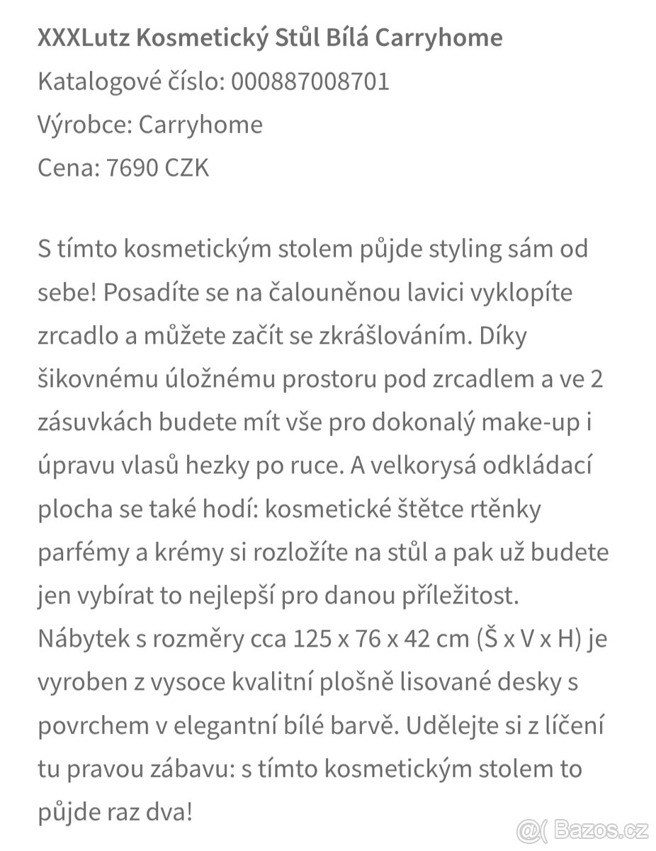 Toaletní stůl s lavicí - 8