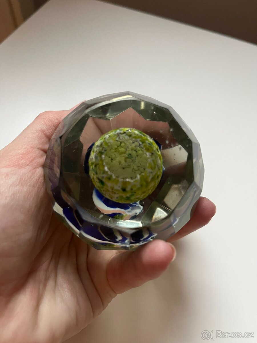 Starožitné krásné těžítko, broušené sklo - 8