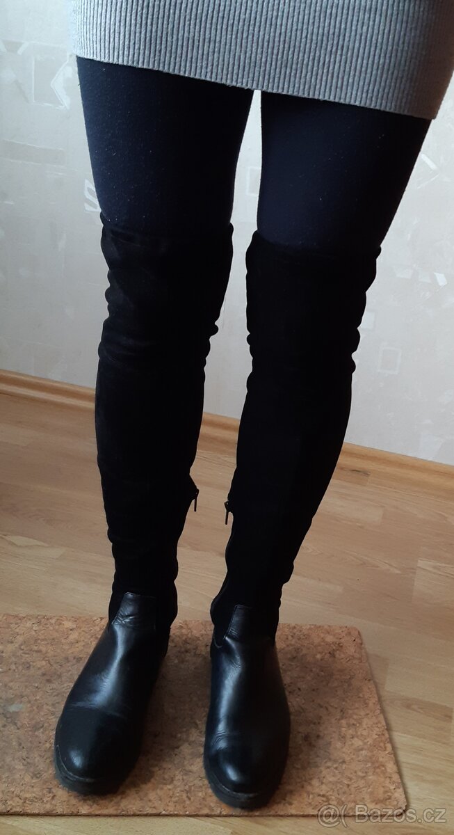 Černé vysoké kozačky nad kolena Baťa 38 - 8