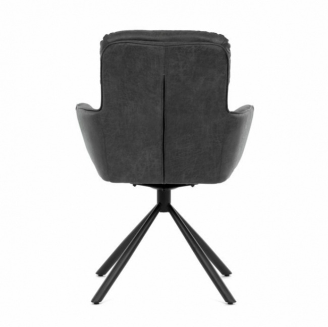 Jídelní židle s područkami v šedé látce - 8