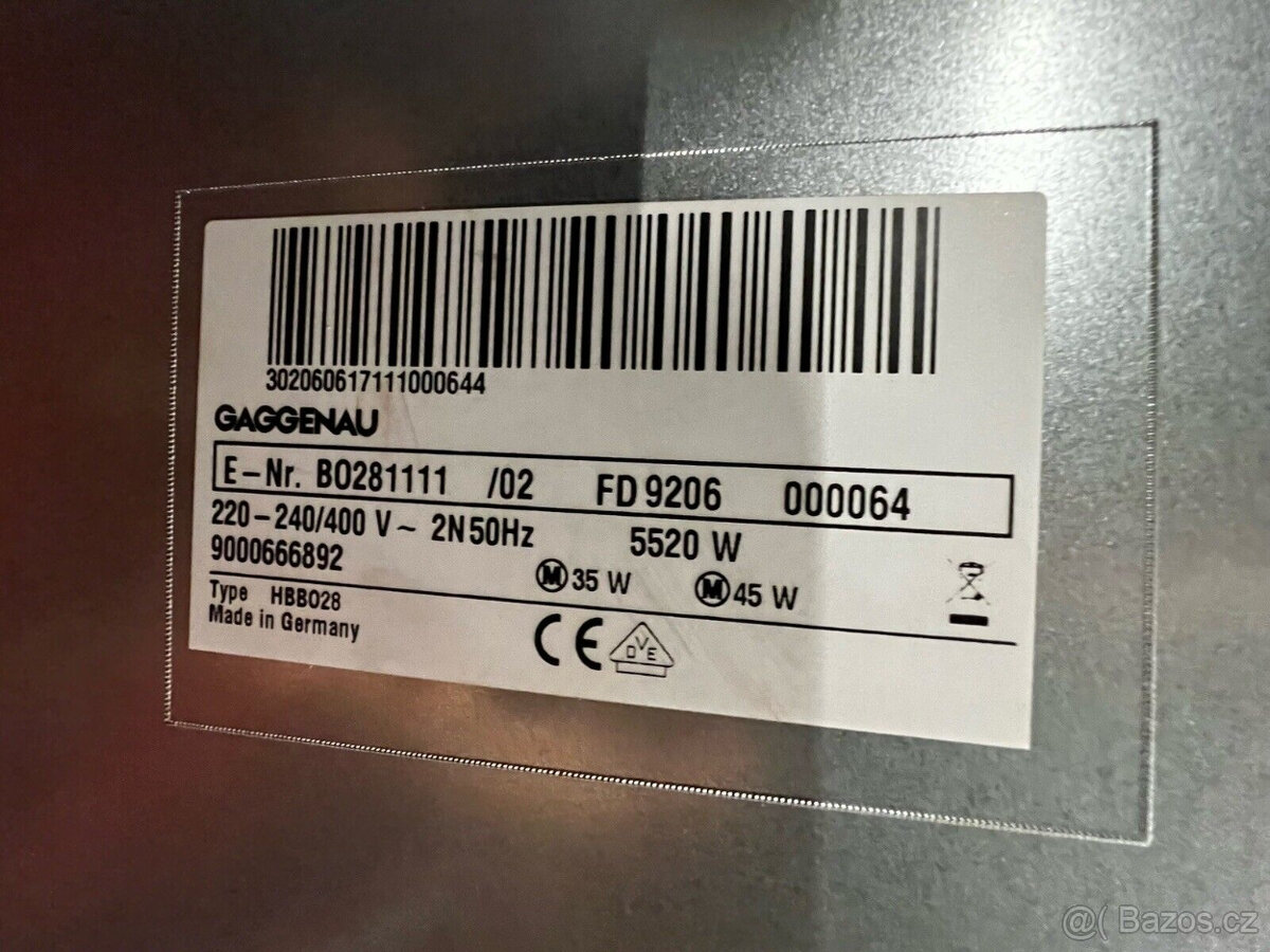 Gaggenau 281 111 Trouba, 76 cm. Nepoužitá a vystavená. - 8