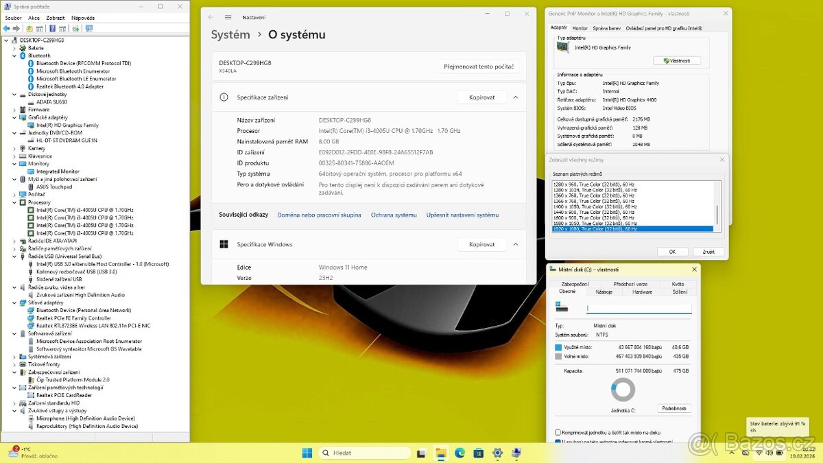 ASUS X540L /i3-4005/8GB/SSD512GB/FULLHD/WIN11/ZÁRUKA - 8