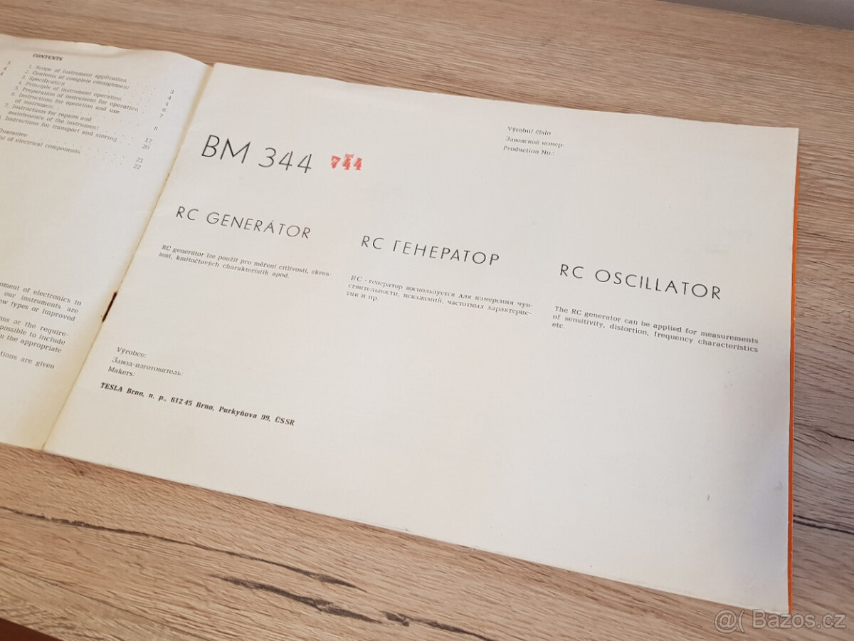 RC generátor Tesla BM 344 – původní stav + návod - 8
