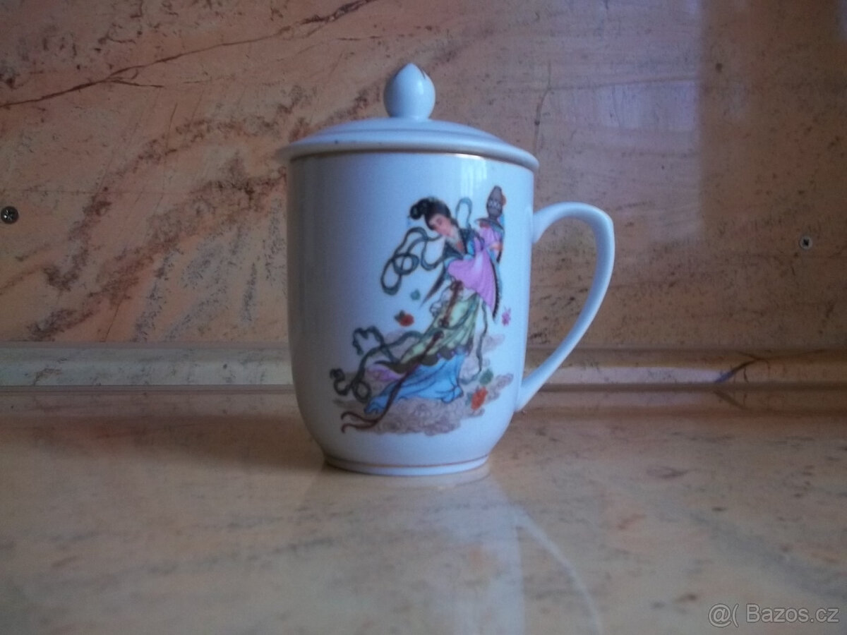 čínský porcelánový hrnek s pokličkou - 8