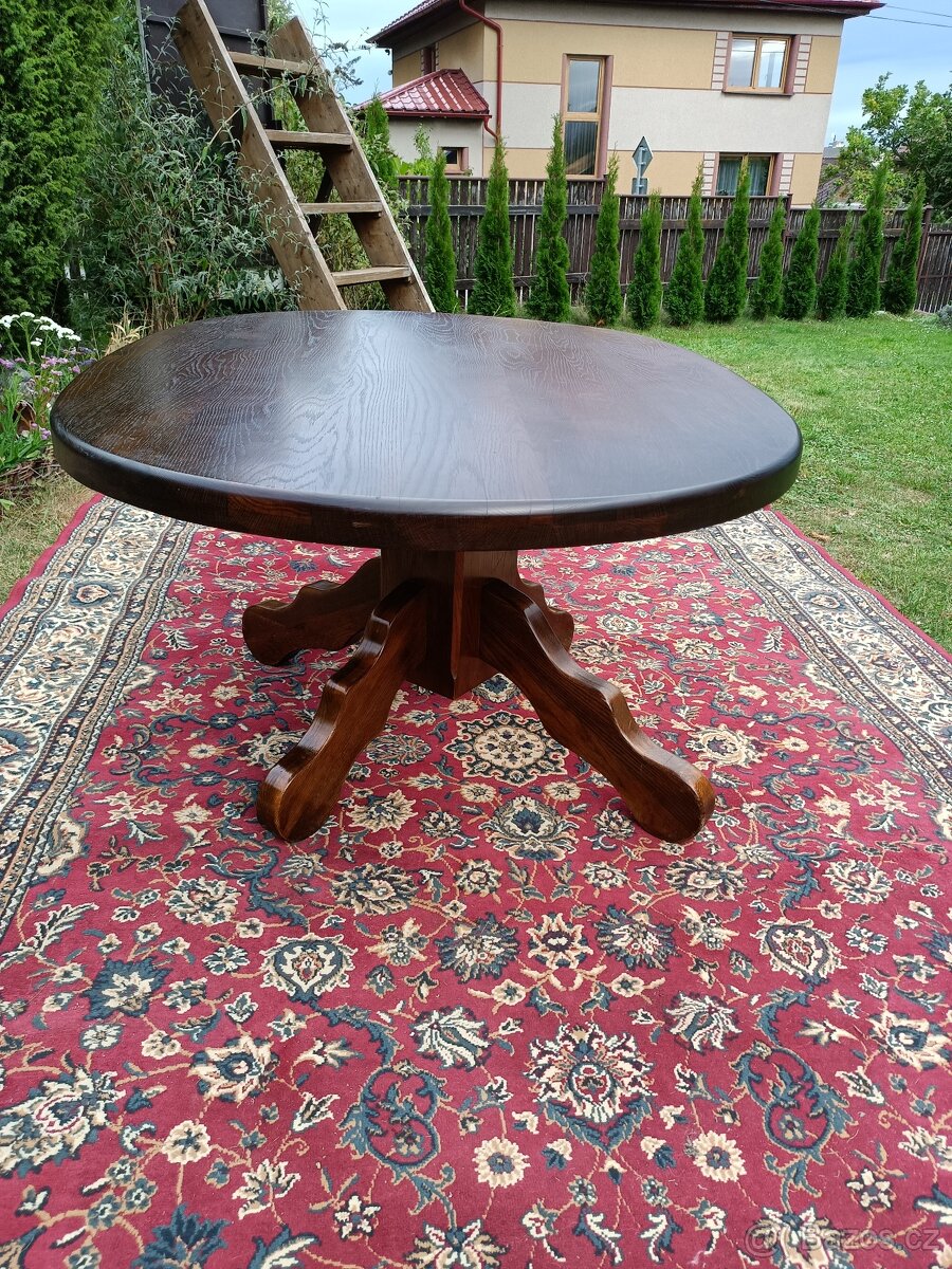 Rustikální , dubový stůl jídelní ovál . - 8