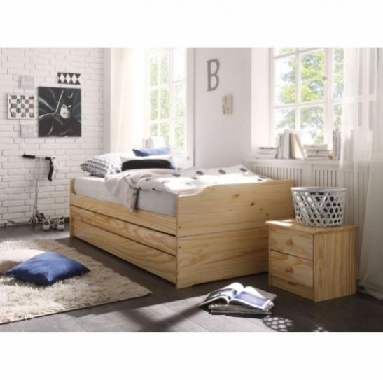 Postel, rozkládací dřevěná postel na tři lůžka - 8