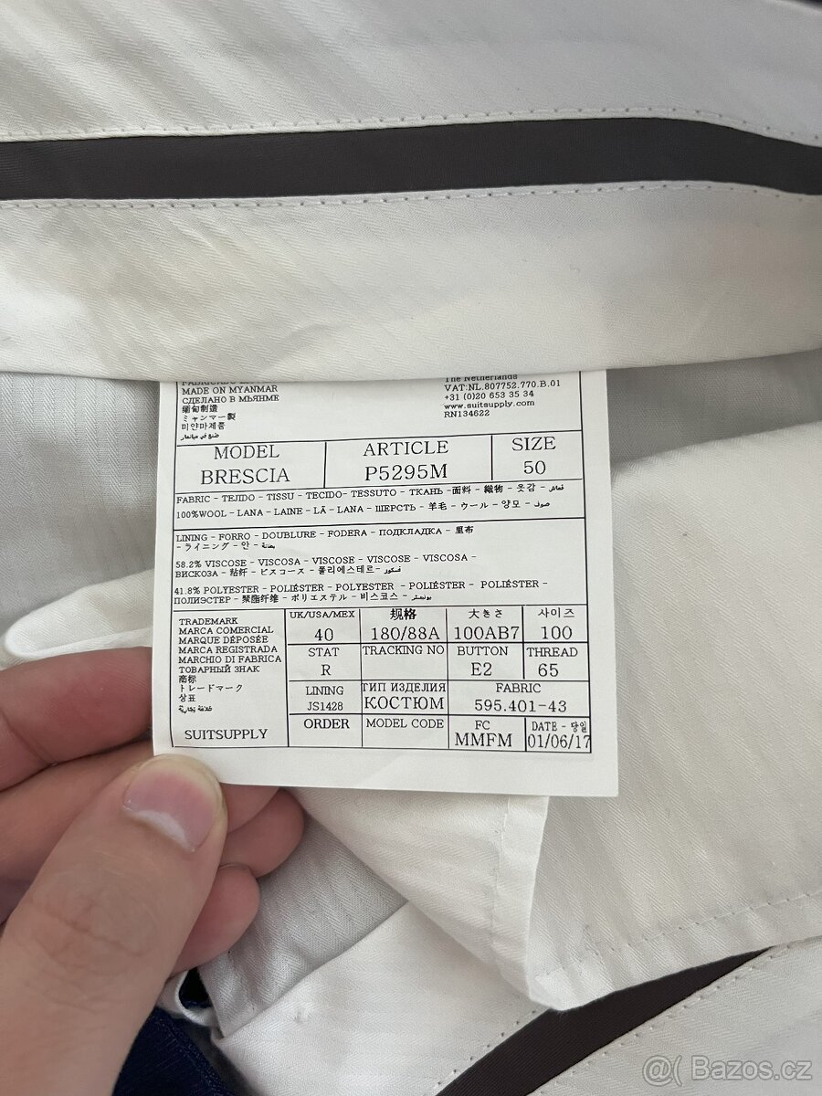 Nový vlněný oblek Suitsupply Lazio Blue vel. 50 - 8