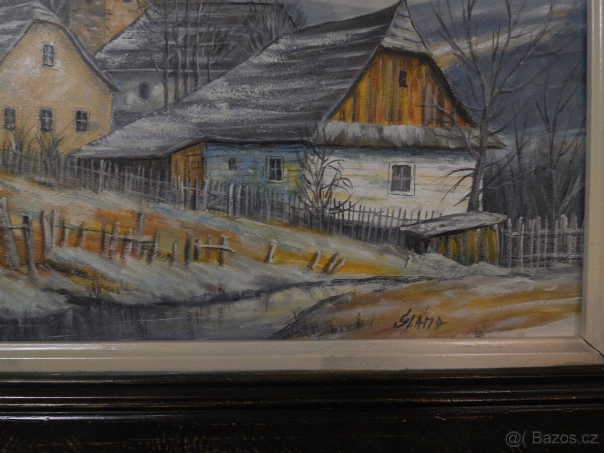 Obraz Jeřáby Vysočiny, signováno + další obrazy - 8