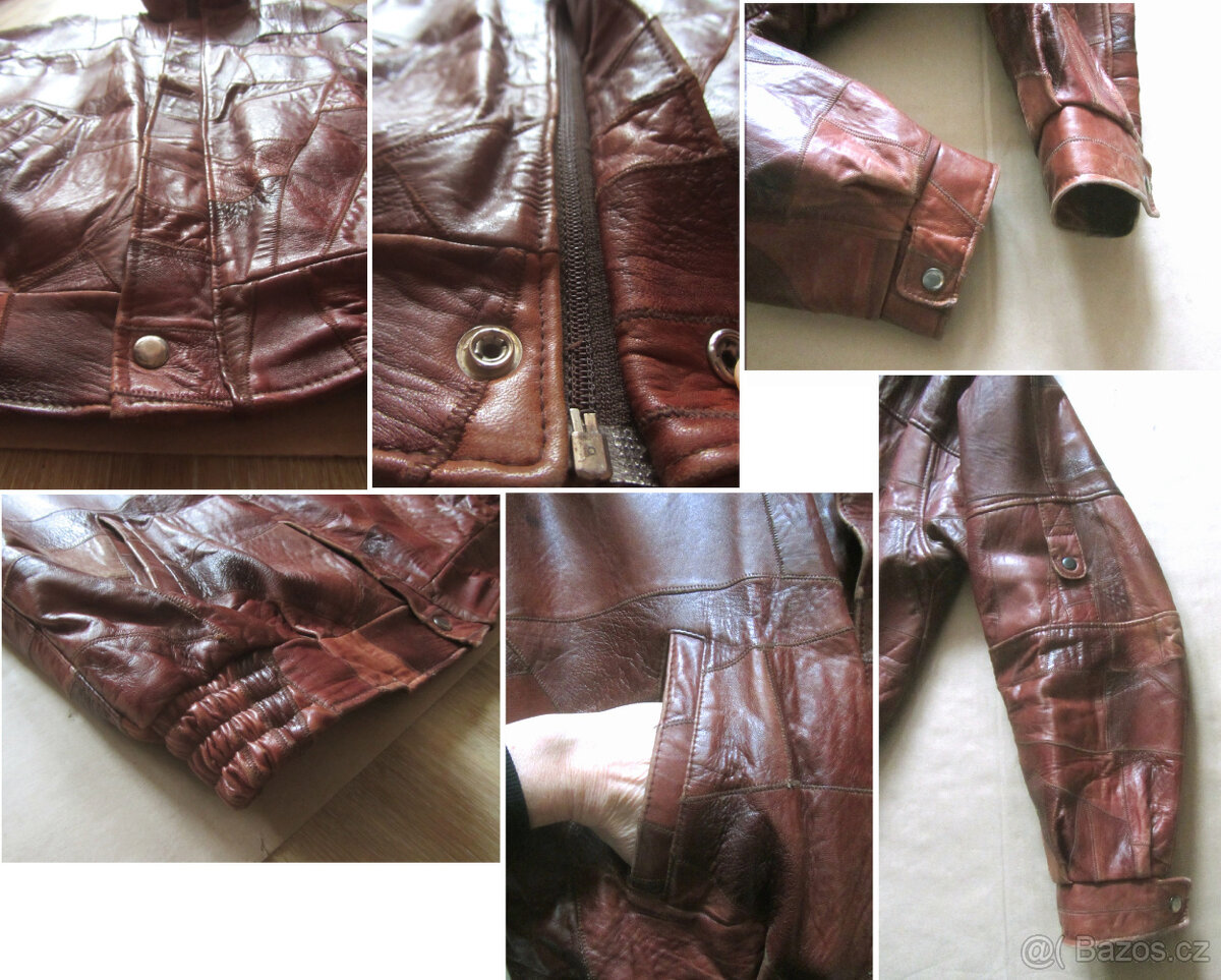 Vintage hnědá pánská kožená bunda - 8