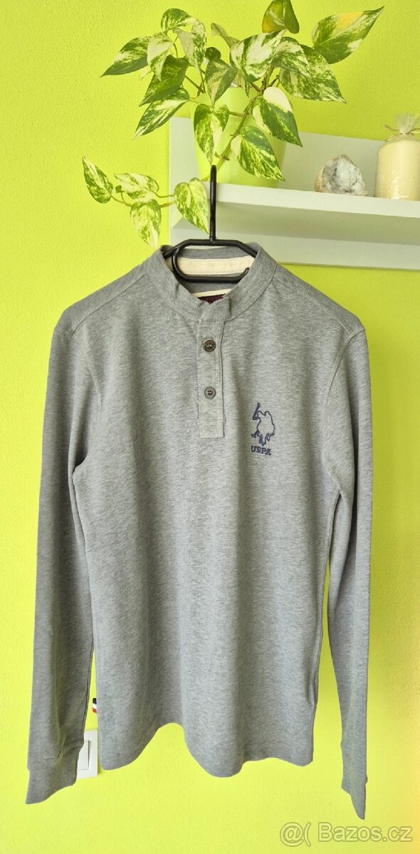 Šedé pánské tričko s knoflíčky - 8