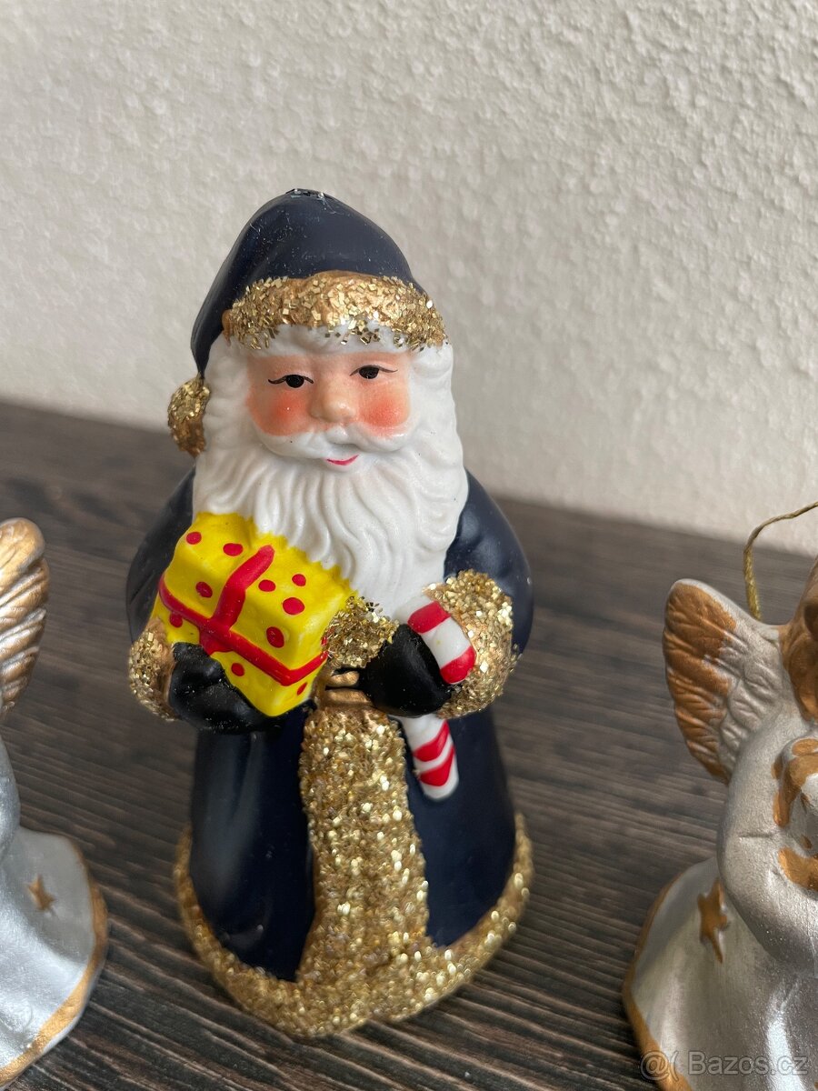 Porcelánový zvoneček, andělíček, santa, Mikuláš - 8