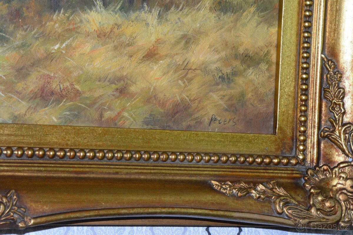 Zámecký obraz - U stáje - olej na plátně - 8