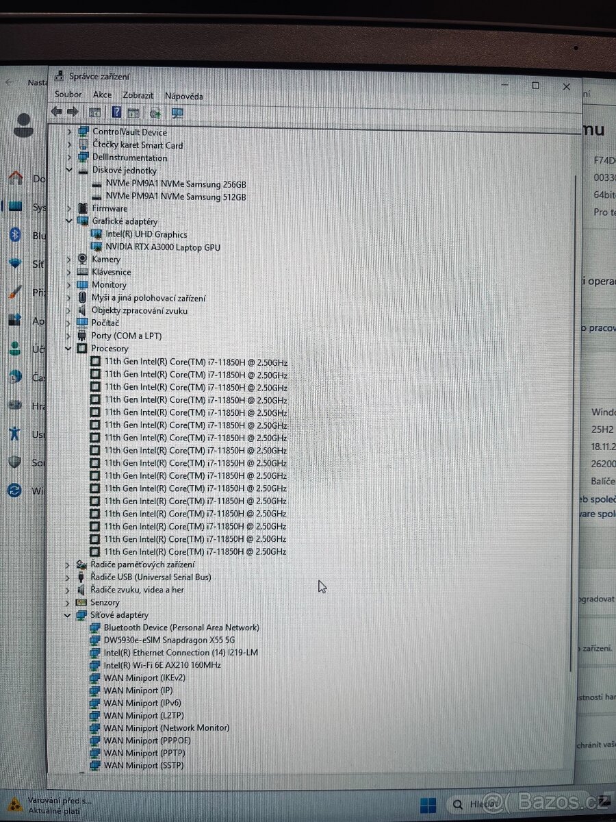 DELL Precision 7760 i7-11850, 16GB, NVIDIA RTX A3000, 2XSSD - 8