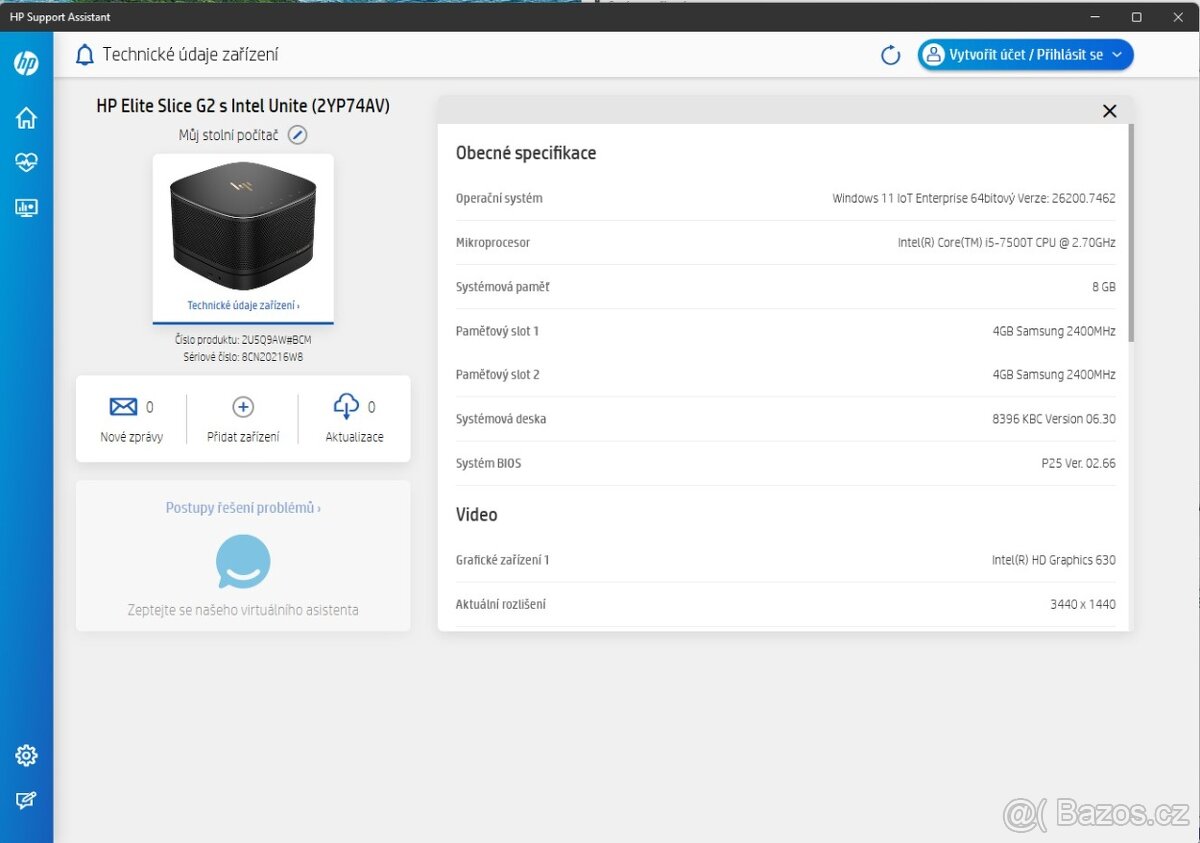 Mini PC HP Elite Slice G2 i5-7500T/8 GB/128GB NVMe SSD - 8