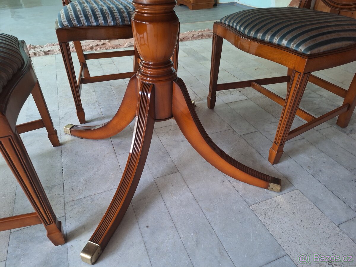 KVALITNÍ DŘEVĚNÝ ROZKLÁDACÍ STŮL + 4 ŽIDLE VELMI DRAHÝ MODEL - 8