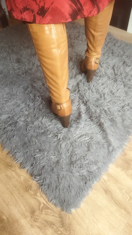 Krásné hnědé kozačky po kolena - 8