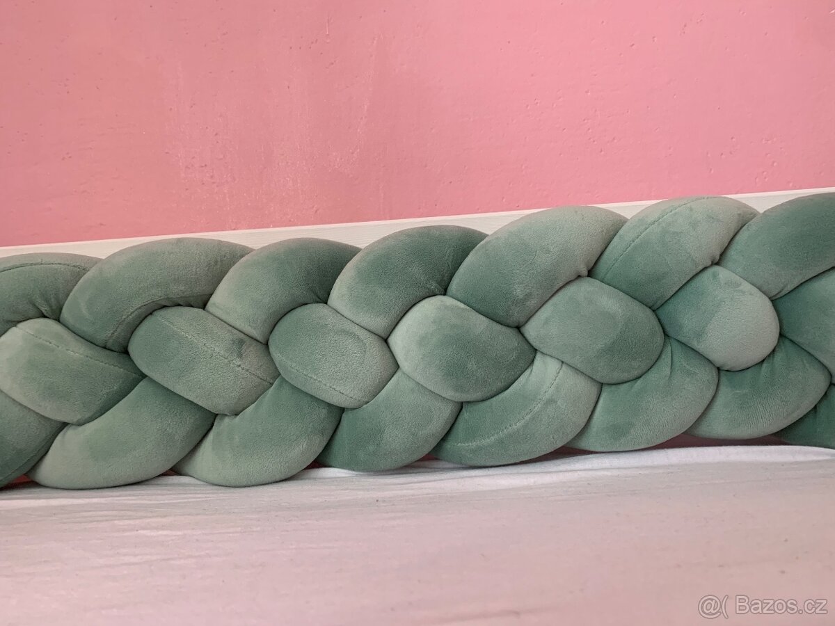 Nový zaplétaný mantinel cop ze 4 pramenů do dětské postýlky - 8