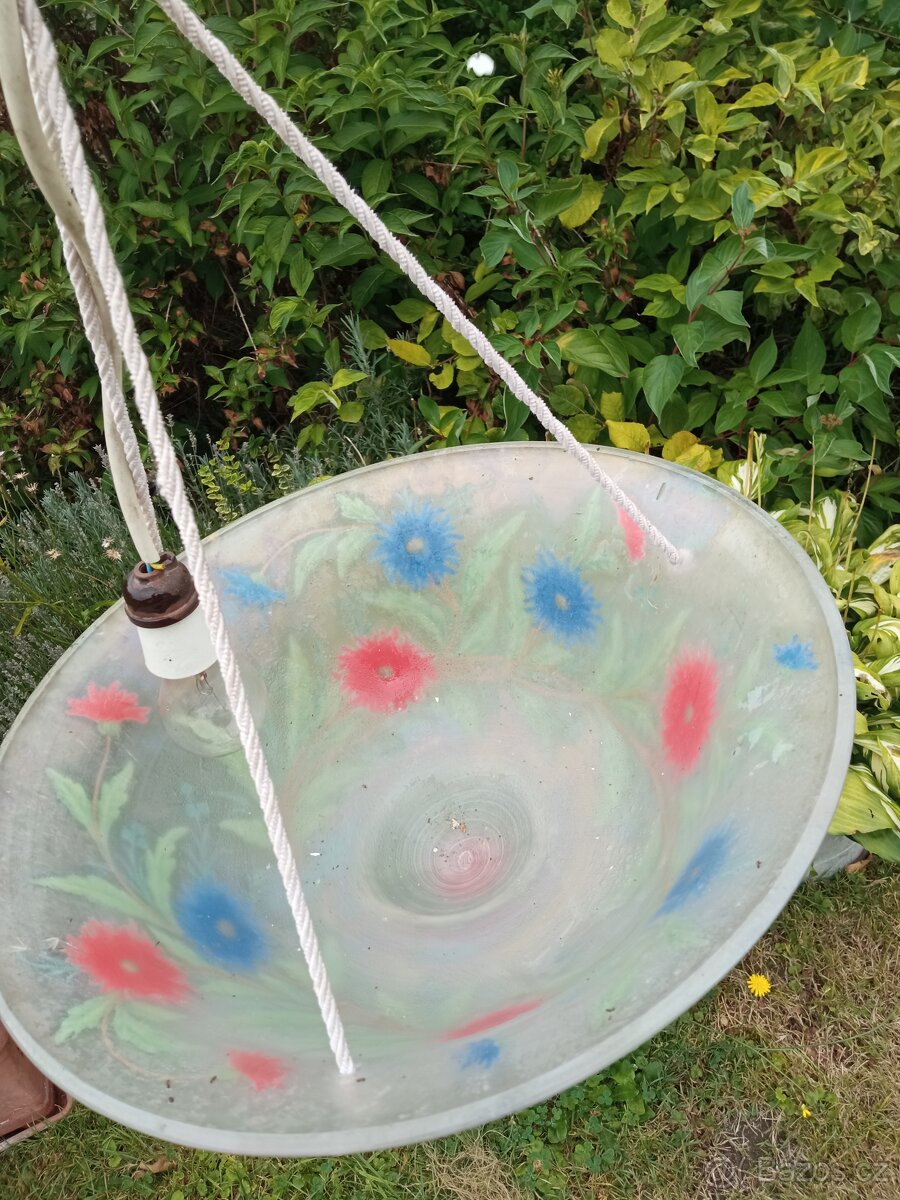 Starý malovaný lustr / svitidlo - 8