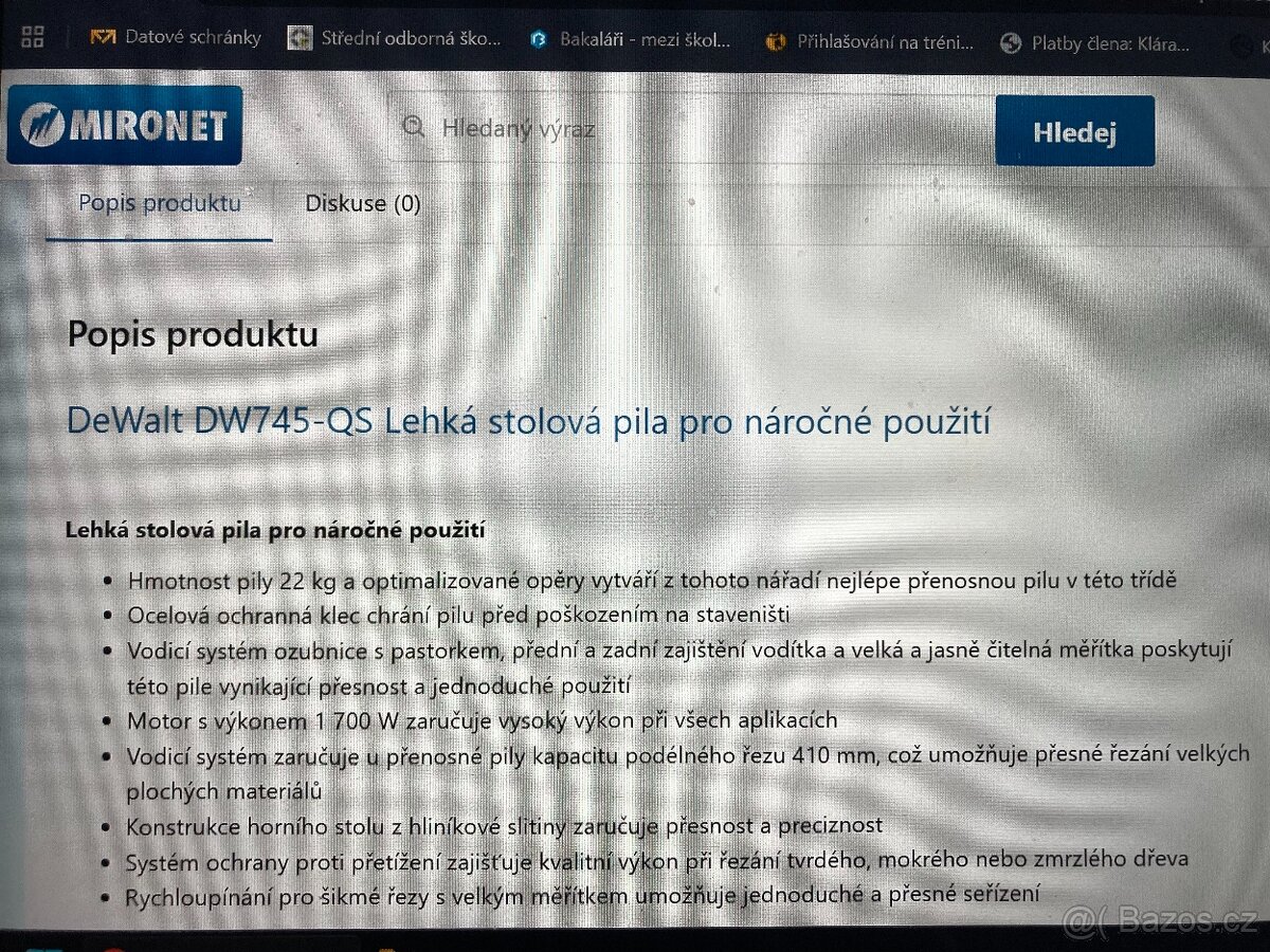 NOVÁ STOLNÍ PILA DeWALT 745 + POJÍZDNÝ PODSTAVEC - 8